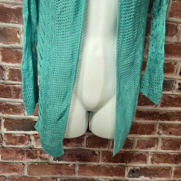 Maurices Green Open Stitch Duster Cardigan – Women’s Medium Lightweight Sweater - Picture 5 of 6